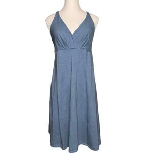 Patagonia Amber Dawn Dress Women's Blue Cross Back Stretch Sleeveless Summer